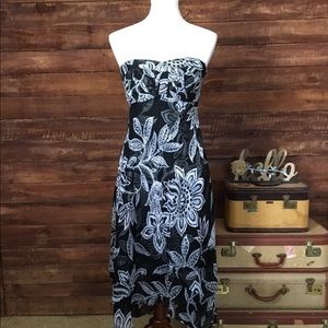 WH/BM Floral Fit and Flare Convertible Midi Dress
